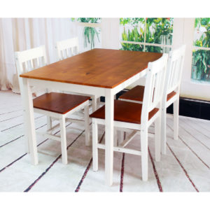 פינת אוכל מעץ מלא כוללת שולחן ו4 כסאות, דגם NERON